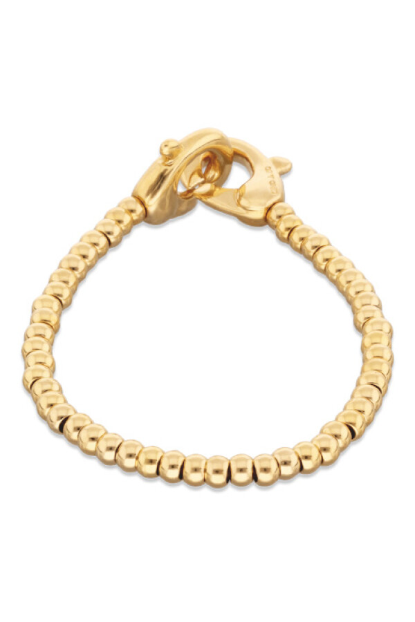 PULSERA DE BOLAS PEQUEÑAS BAÑADO EN ORO 18K CON MOSQUETÓN ENTRELAZADO Pulsera