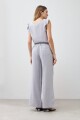 Pantalón ancho de lino con tajos gris melange