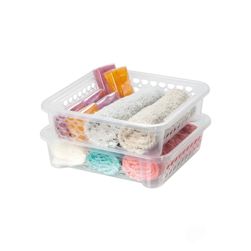 Set x2 Cesto rectangular calado Sanremo TRANSPARENTE
