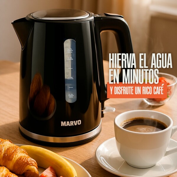 Jarra Electrica Marvo 1.7 Litros Corte Automatico Hervidor Variante Color Negro