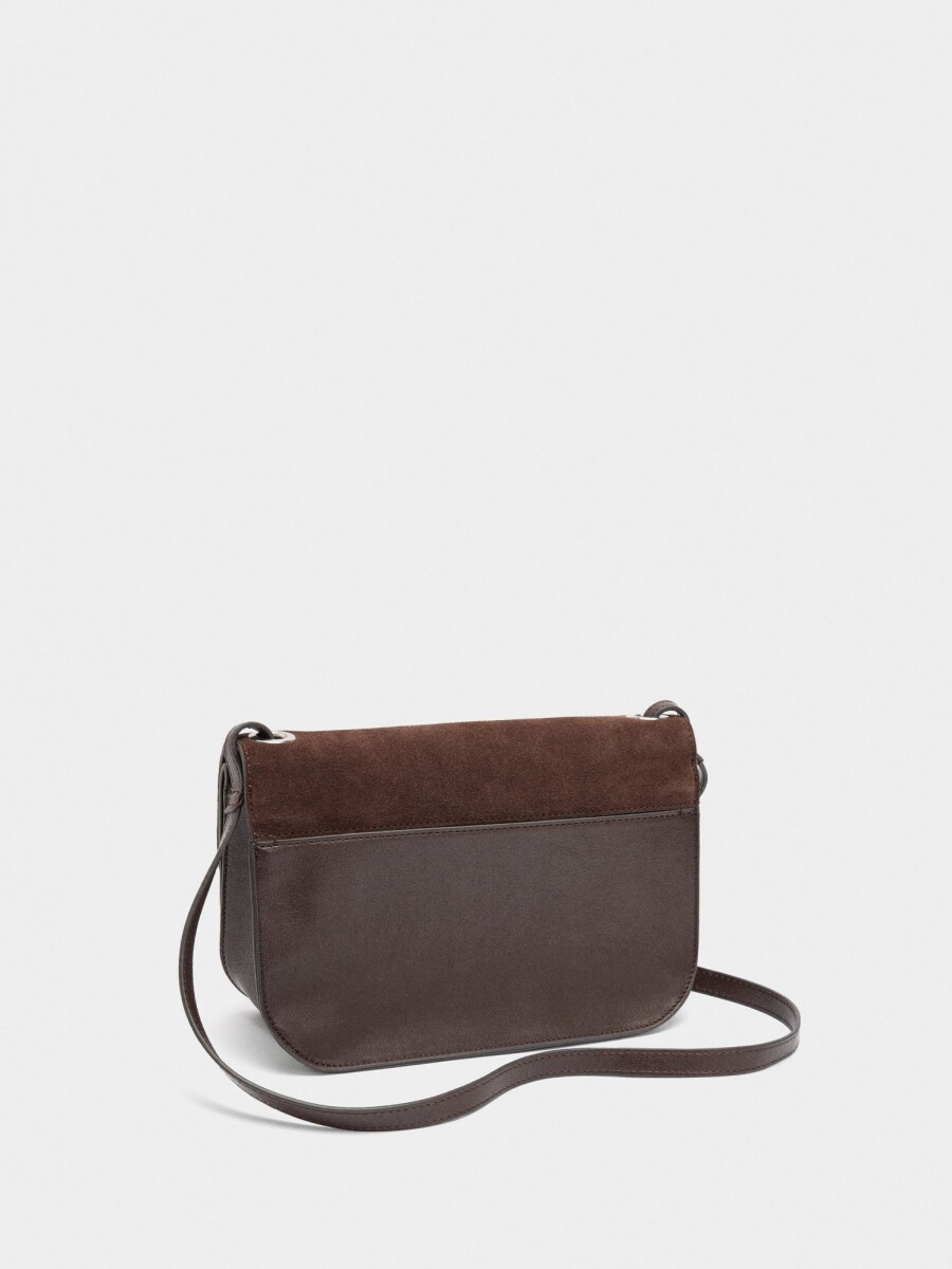 Bolso Bandolera Con Solapa Doble marron