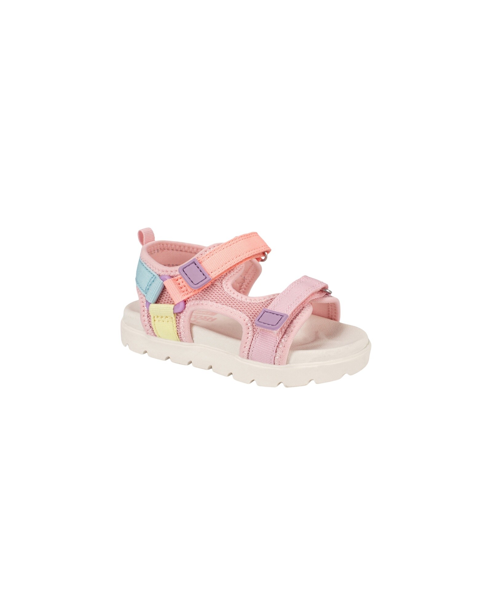 Sandalias con velcro, rosadas, diseño bloques de color Sin color