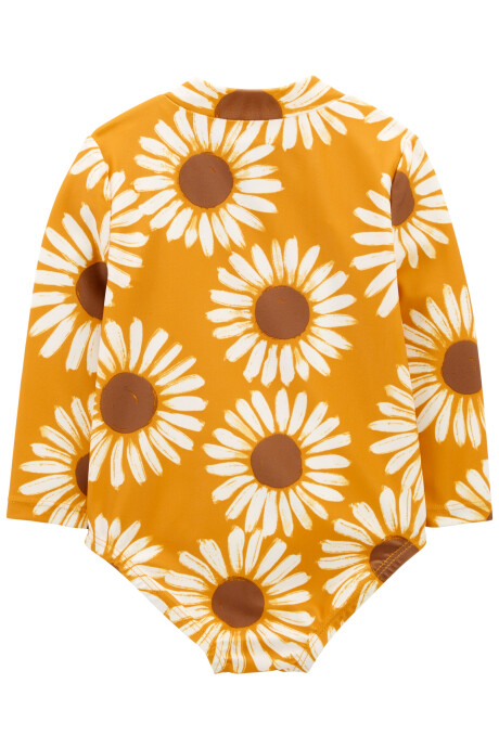 Malla de baño una pieza manga larga con protección UPF 50+ diseño girasoles Sin color