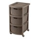 Cajonero Rimax Plastico Rattán 3 cajones, estante y ruedas Marrón