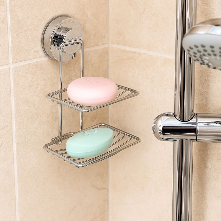 JABONERA DE BAÑO DOBLE PLATEADO