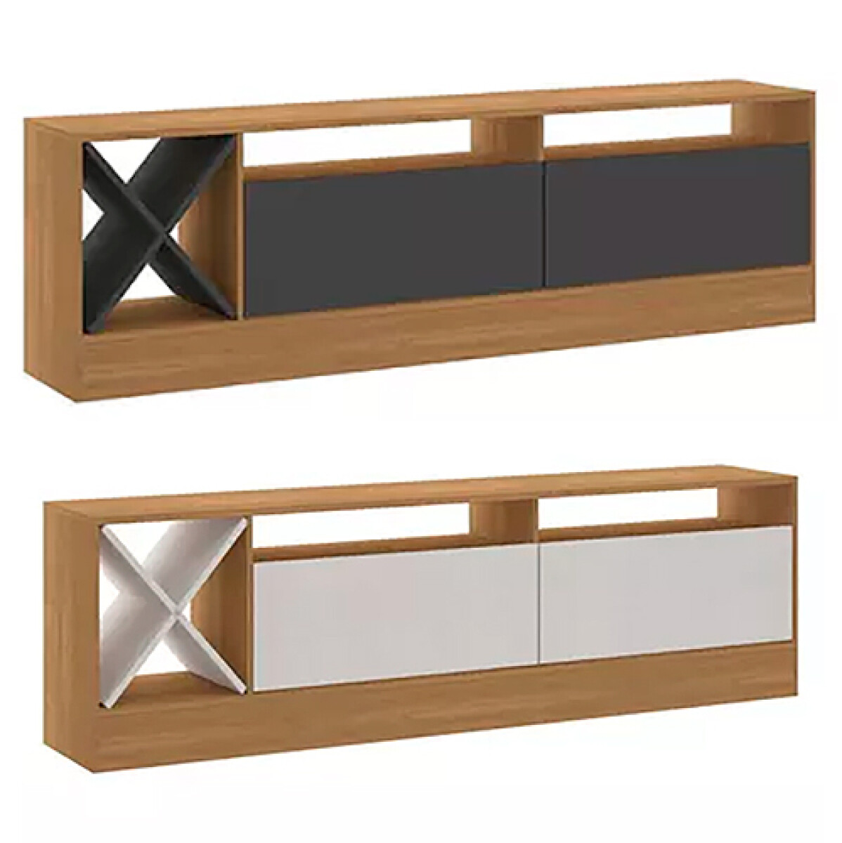 RACK RTD 671- hasta TV 75” 2 Ptas + botellero Dakar/Blanco - Sin color 