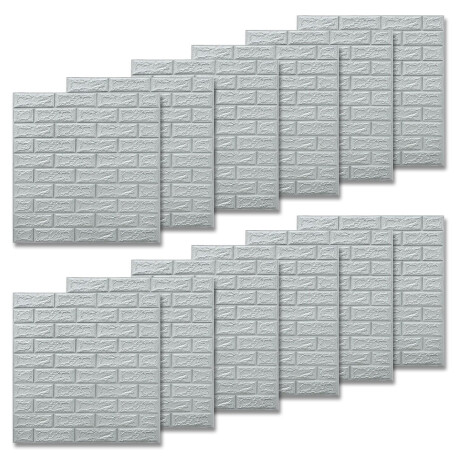 Set 12 Revestimiento 70x77 3D Ladrillo Adhesivo Pared Gris