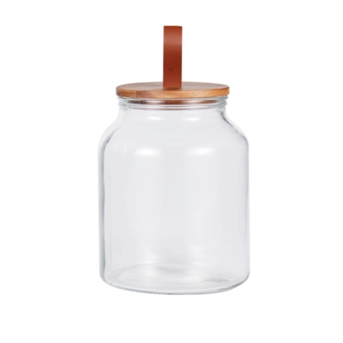 Recipiente Vidrio 3L Tapa Madera Y Cuero 