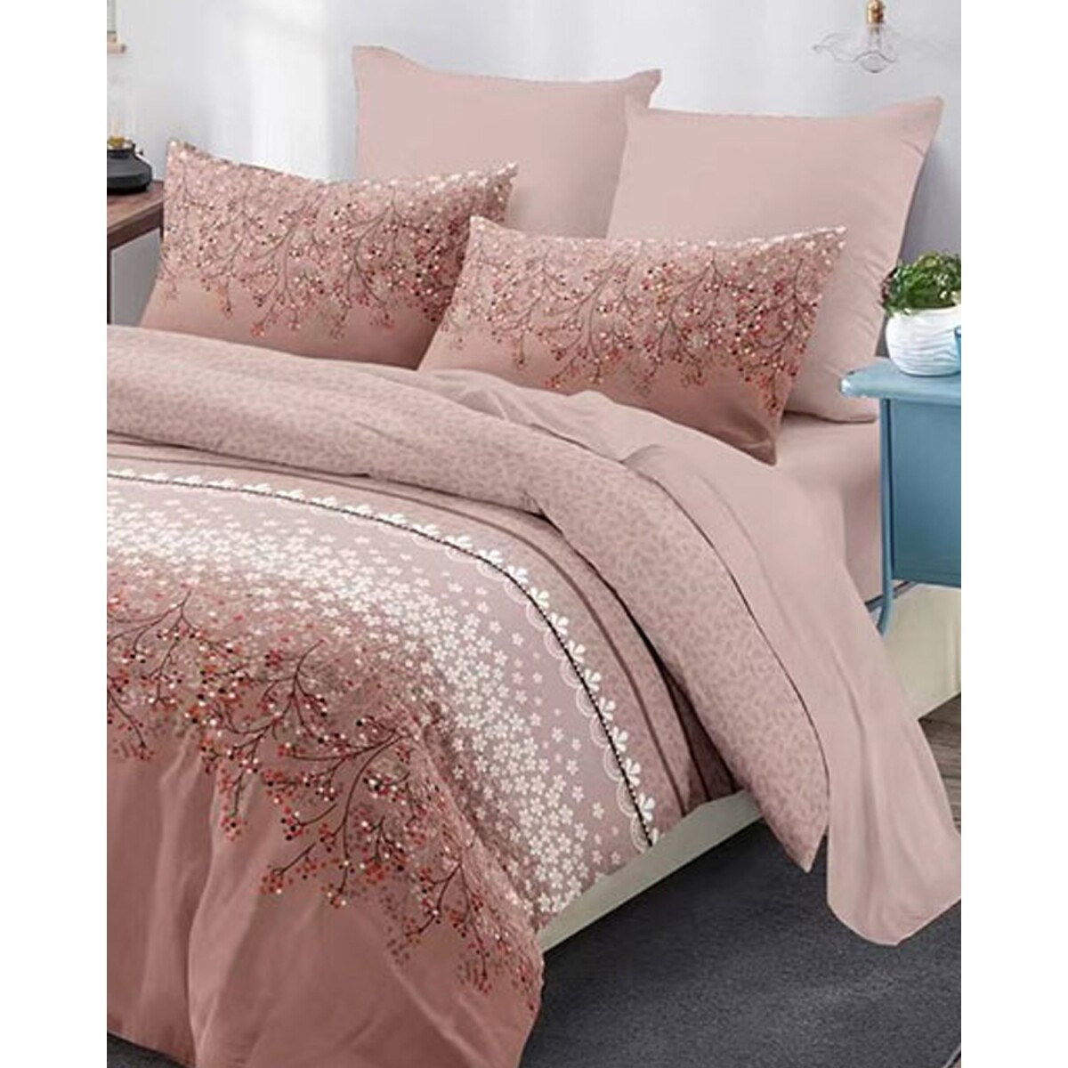 Juego de sábanas Cotton Flor Zyporah 2 plazas sommier 2.25 x 2.45mts - 299 