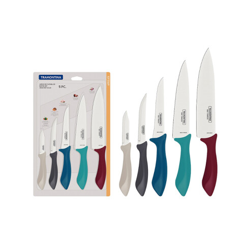 Juego 5 cuchillos con mango de colores "AFFILATA" TN9702