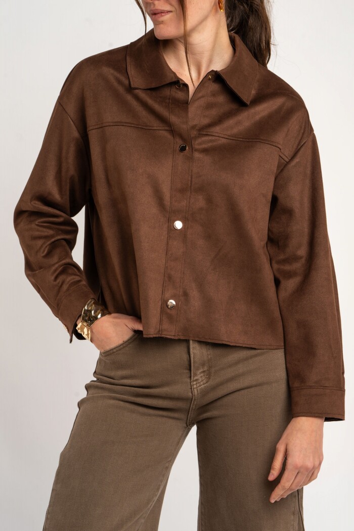 Camisa Gamuza Vegana Marron