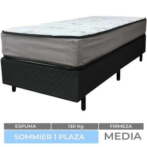 Sommier 1 Plaza Box y Colchón Mulata Densidad Reversible 100% Espuma 78 x 188 x 60 cm - 130 Kg Sommier 1 Plaza Box y Colchón Mulata Densidad Reversible 100% Espuma 78 x 188 x 60 cm - 130 Kg