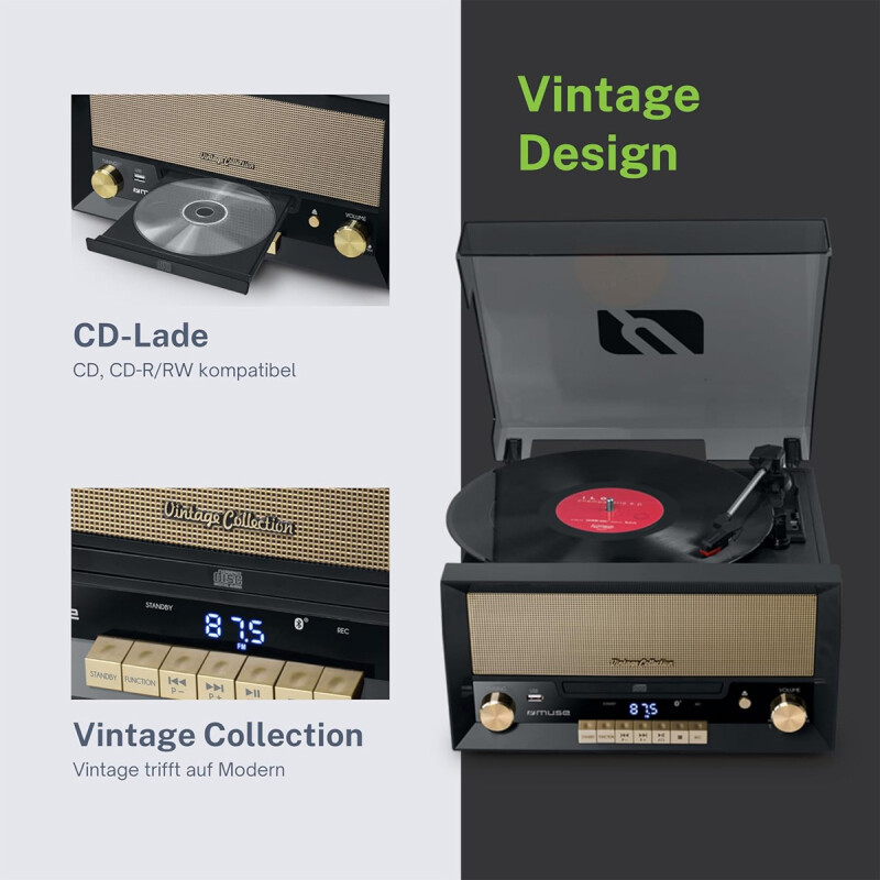 Tocadiscos Muse MT110B Bluetooth Radio FM y CD Tocadiscos Muse MT110B Bluetooth Radio FM y CD