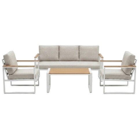 JGO DE JARDIN BCO C/ALMOHADONES BEIGE COMB 4PZAS Unica