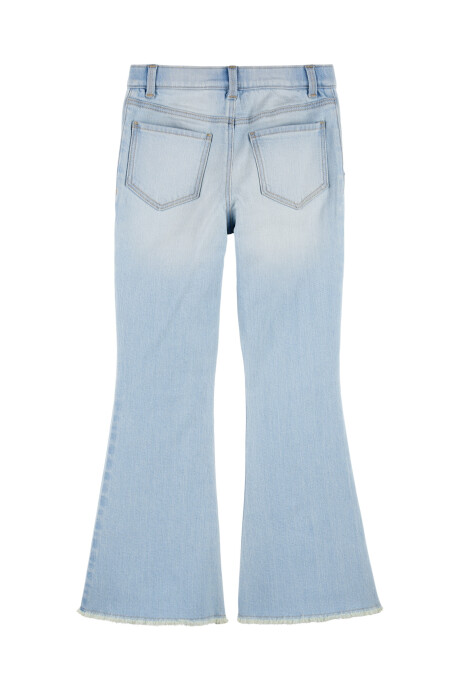 Pantalón jean acampanado, con parches florales Sin color