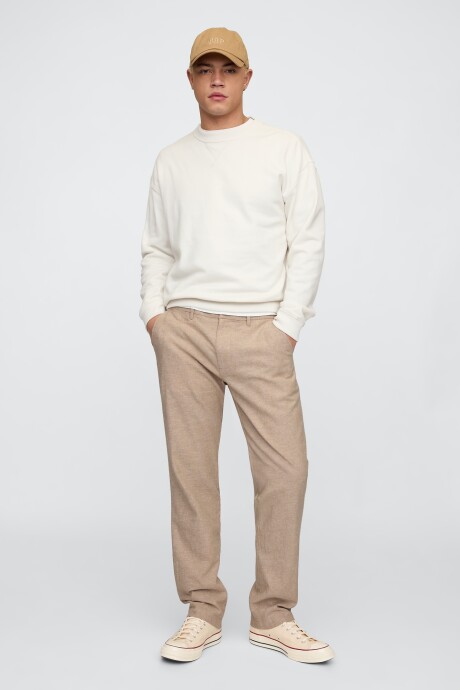 Pantalón De Lino Straight Hombre Khaki