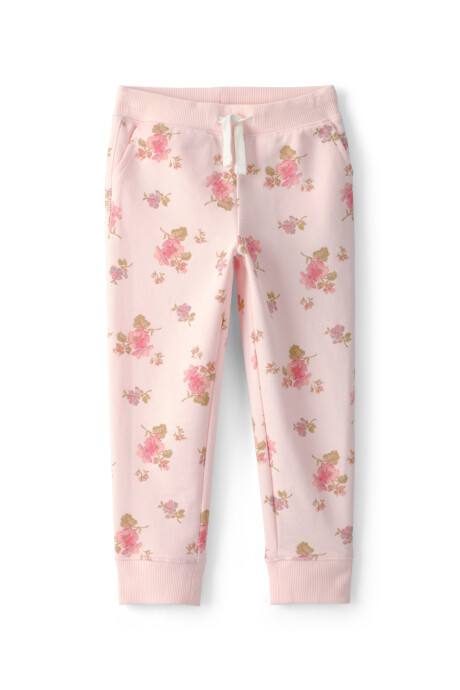 Pantalón deportivo de algodón, rosado, diseño floral Pantalón deportivo de algodón, rosado, diseño floral