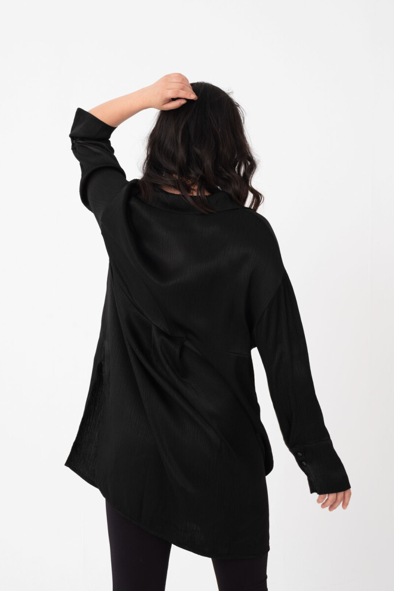 CAMISA LARGA TEJIDO ARRUGADO Negro