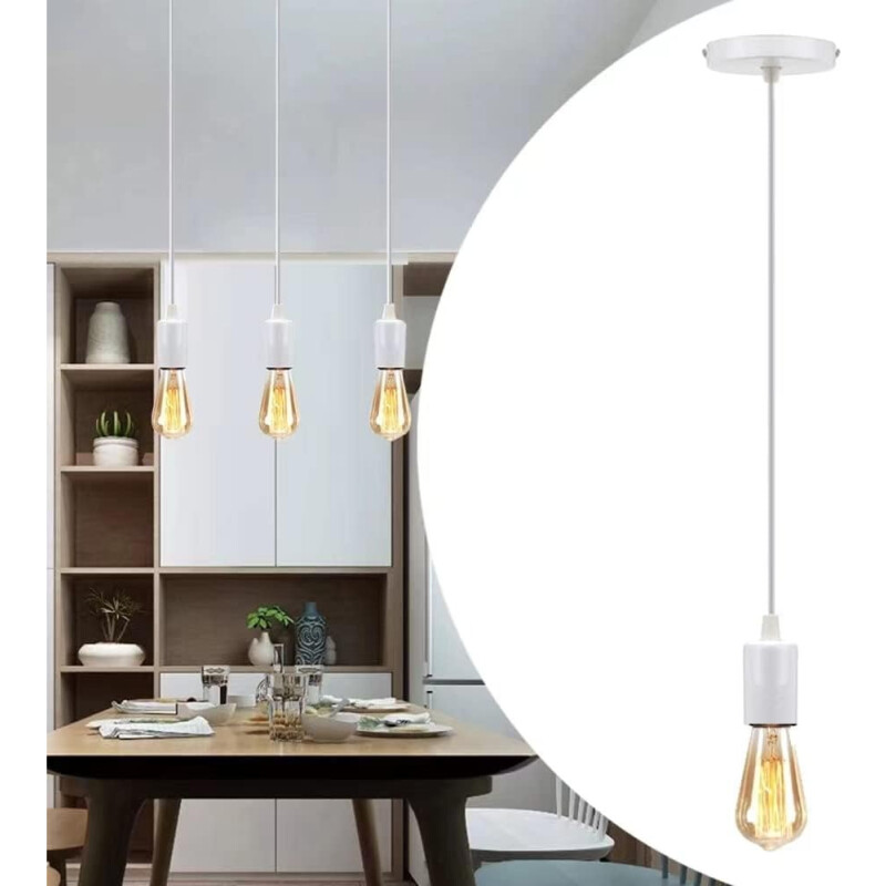 Portalamparas Colgante Liso Decorativo Pase E27 Techo Blanco