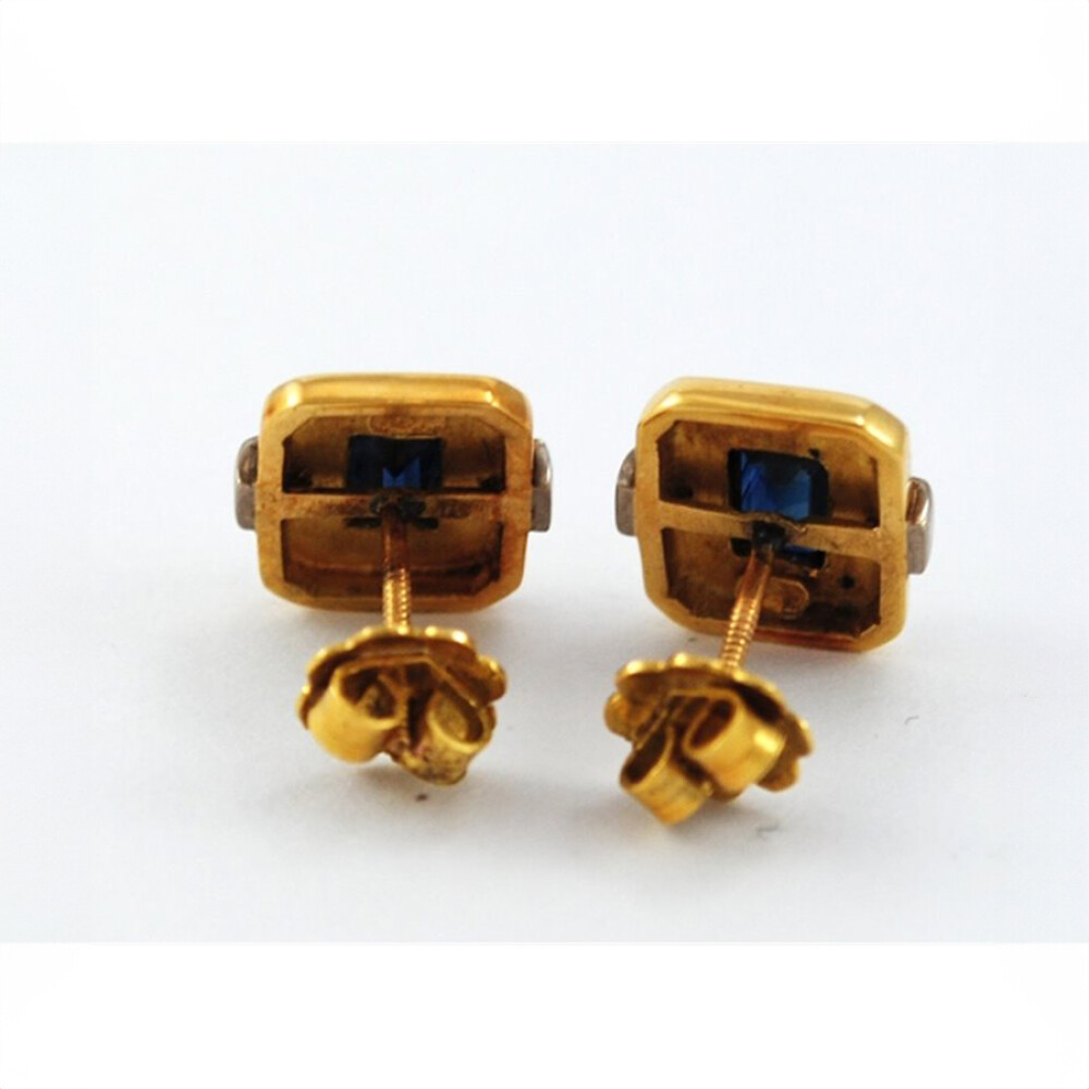 Caravanas Oro 18K Y Zafiro Caravanas Oro 18K Y Zafiro