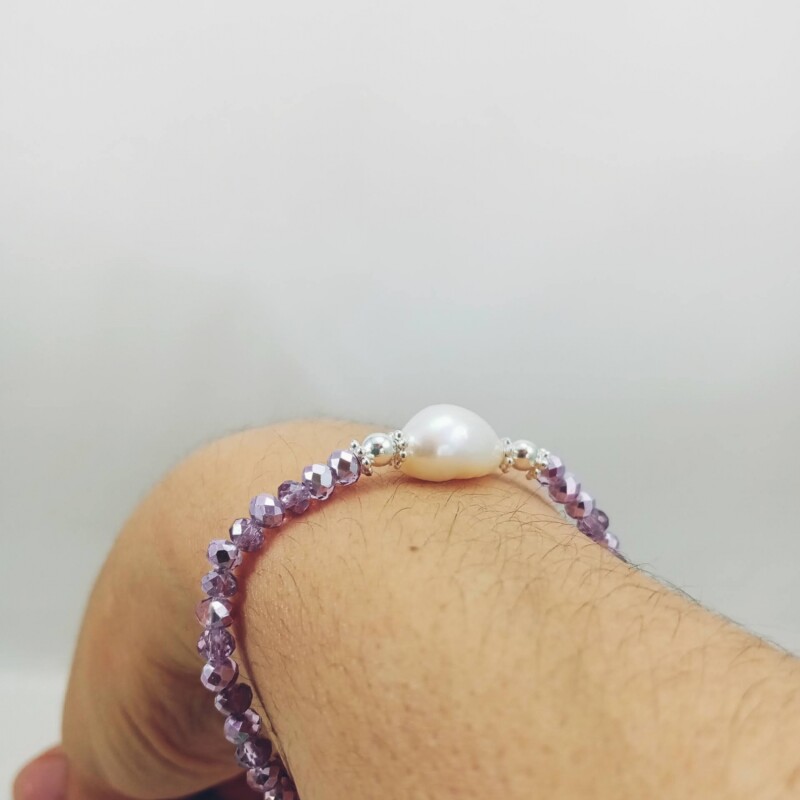 Pulsera Madre perla y cristales Cristales Violeta