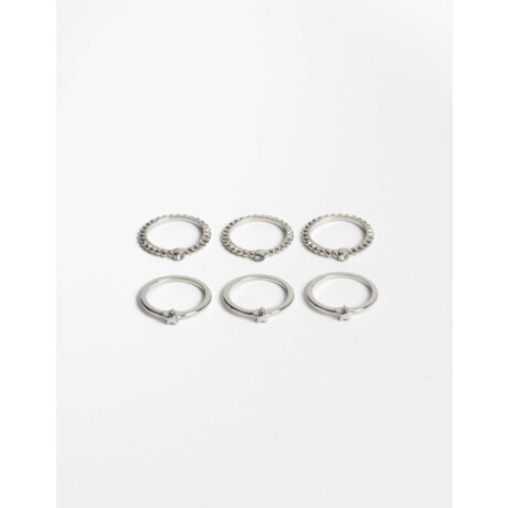 Set De Anillos Plateado rodio