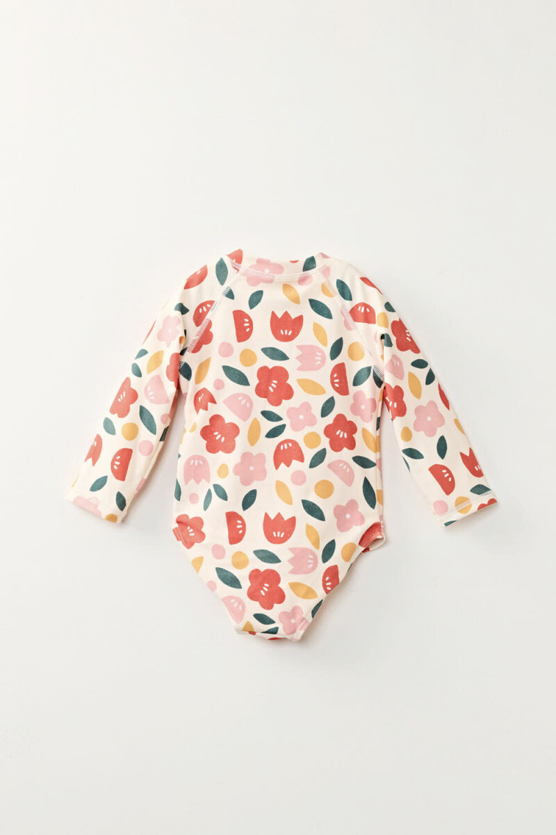 Malla uv Estampa Flores Crudo