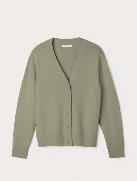 CÁRDIGAN DE PUNTO CON CUELLO EN V VERDE