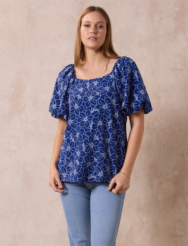 Blusa Printed AZUL/BLANCO