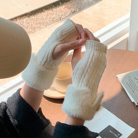 Guantes Sin Dedos Tejidos Blanco