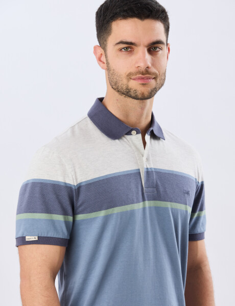 REMERA POLO RAYADA JERSEY Gris