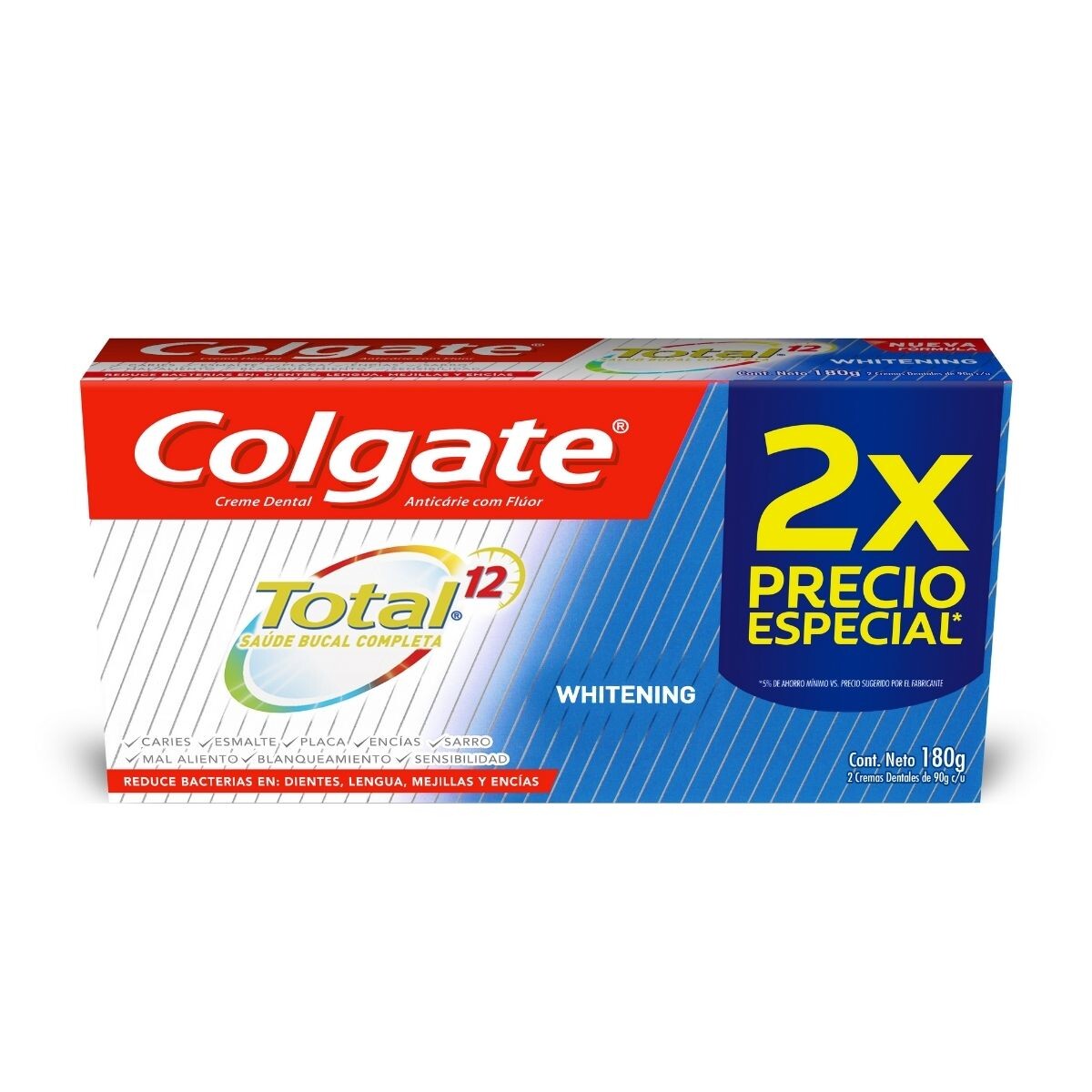 Pasta Dental Colgate Total 12 Whitening - Pack X2 90 GR 