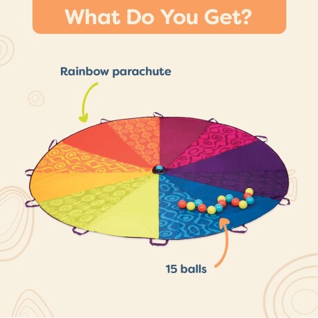 Paracaídas multicolor con pelotas Paracaídas multicolor con pelotas