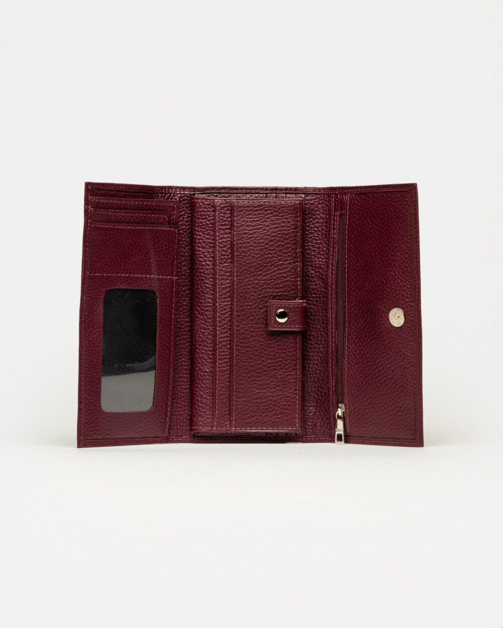 Billetera Cloe en cuero graneado Bordeaux