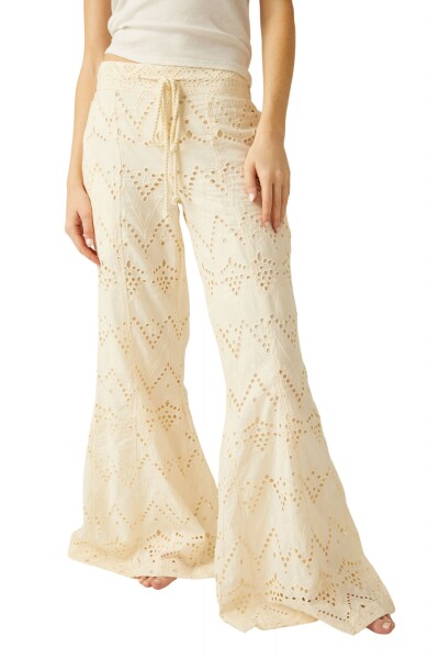 EMMA EMBROIDERED PANT Marfil