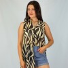 Camisa Sin Manga Animal Print -Flower Black