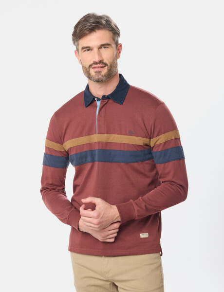 REMERA POLO RAYADA Bordo