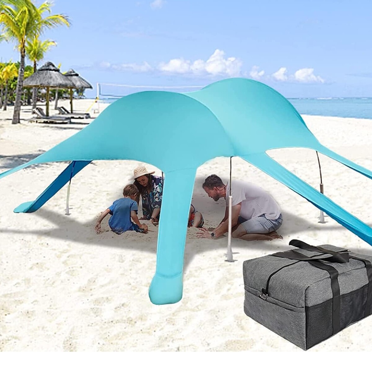 Gazebo carpa de playa, 6 patas - Verde 