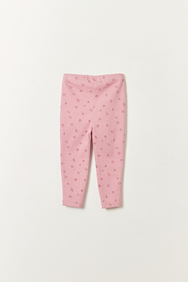 Calza rib estampada Animal Rosa