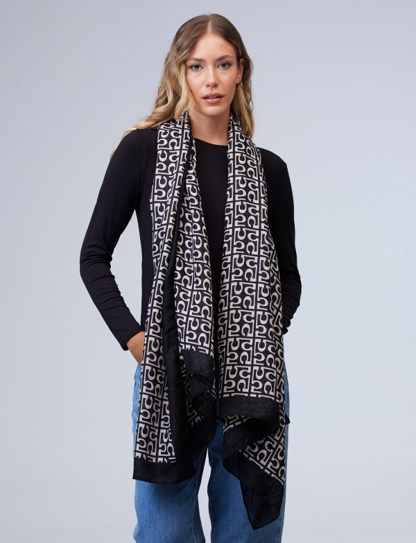 Pashmina Printed NEGRO/BEIGE