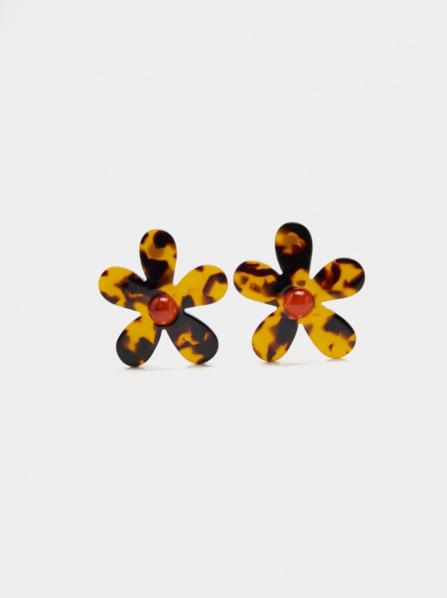 Pendientes De Flor Efecto Carey - multicolor 