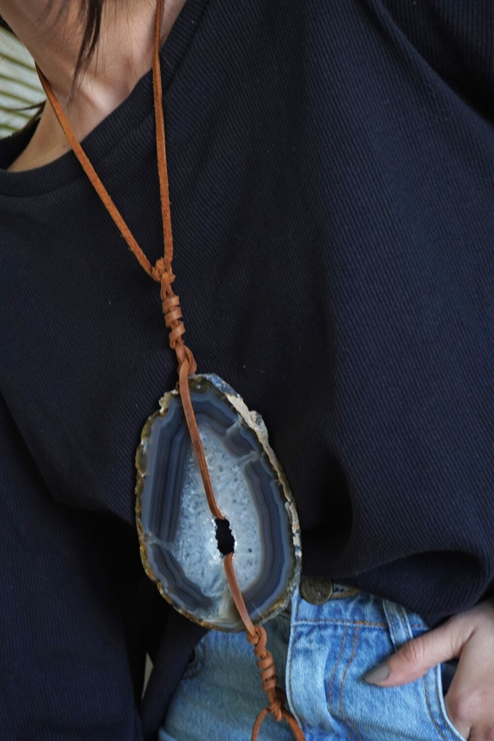 Simple Ágata Necklaces Gris