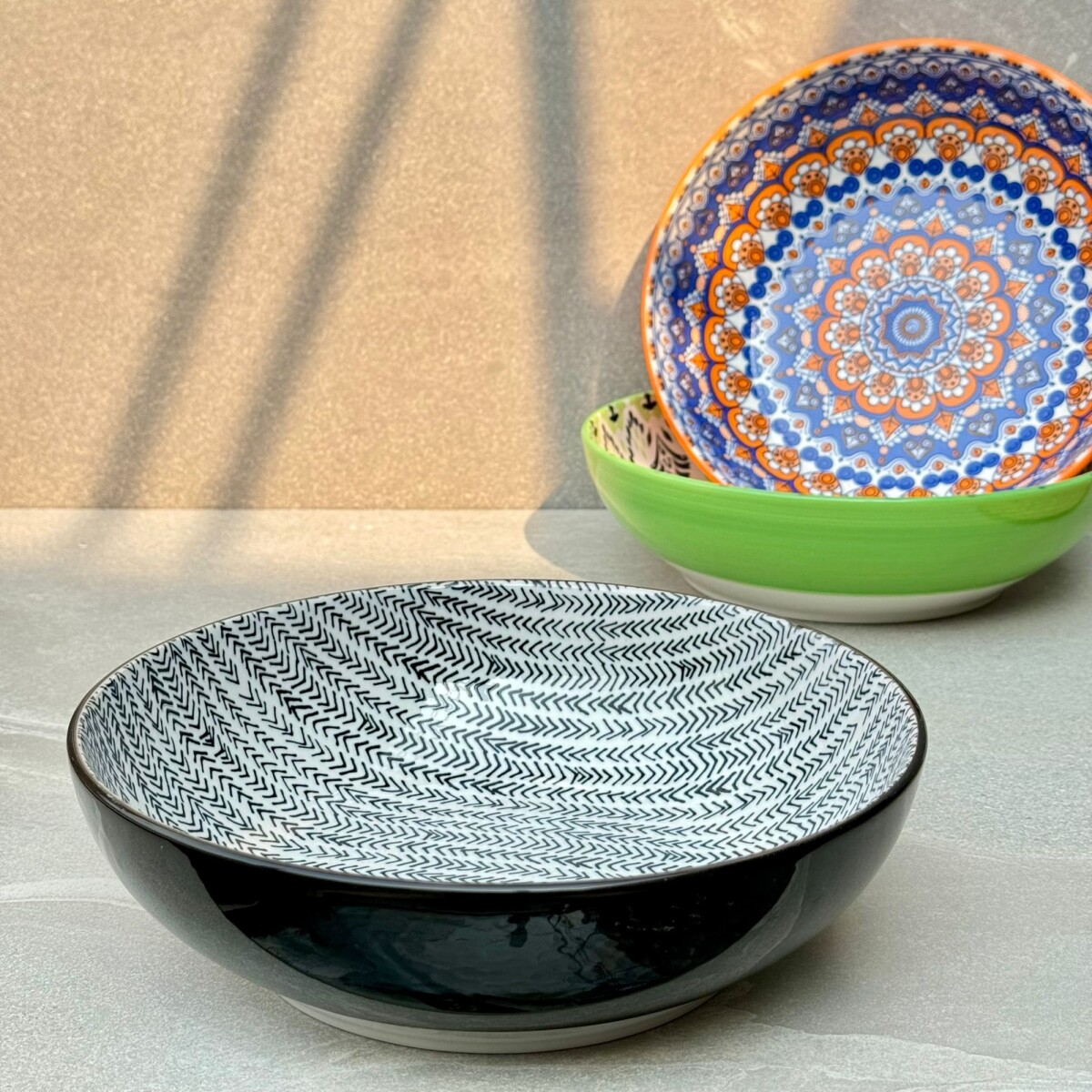 Juego De 3 Plato Bowl Cerámica Ø 26cm x Alto 7cm 