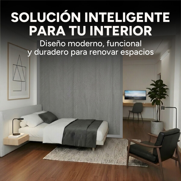 Panel Divisor Separador Ambientes 2 x 2,90m + 4 Rieles 3m Gris 1