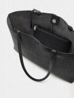 Bolso Shopper Grabado Animal Con Bolsa negro