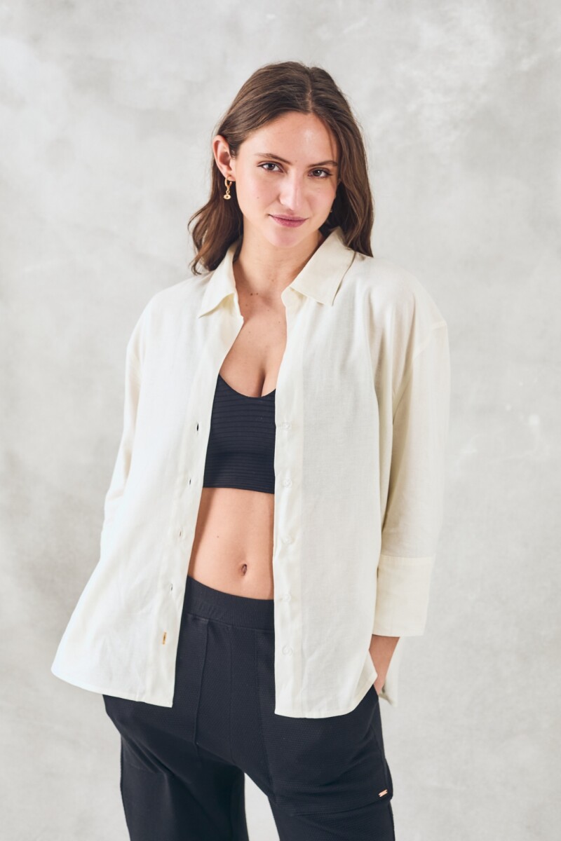 Camisa Con Lino Nácar