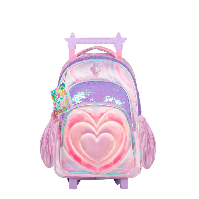 Mochila FOOTY Corazon 18" Con Carro Lila