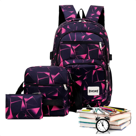 Set x3 Mochila Escuela Juvenil 18'' Expert Rosa