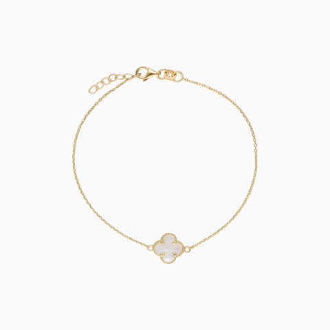 Pulsera en oro 18K estilo Van Cleef con nácar Pulsera En Oro 18k Estilo Van Cleef Con Nácar