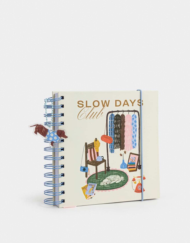 Anotadores Cuadernos y Memos Cuaderno Cuadrado Tapa Dura Con Stickers Y Charm - Blanco Crudo